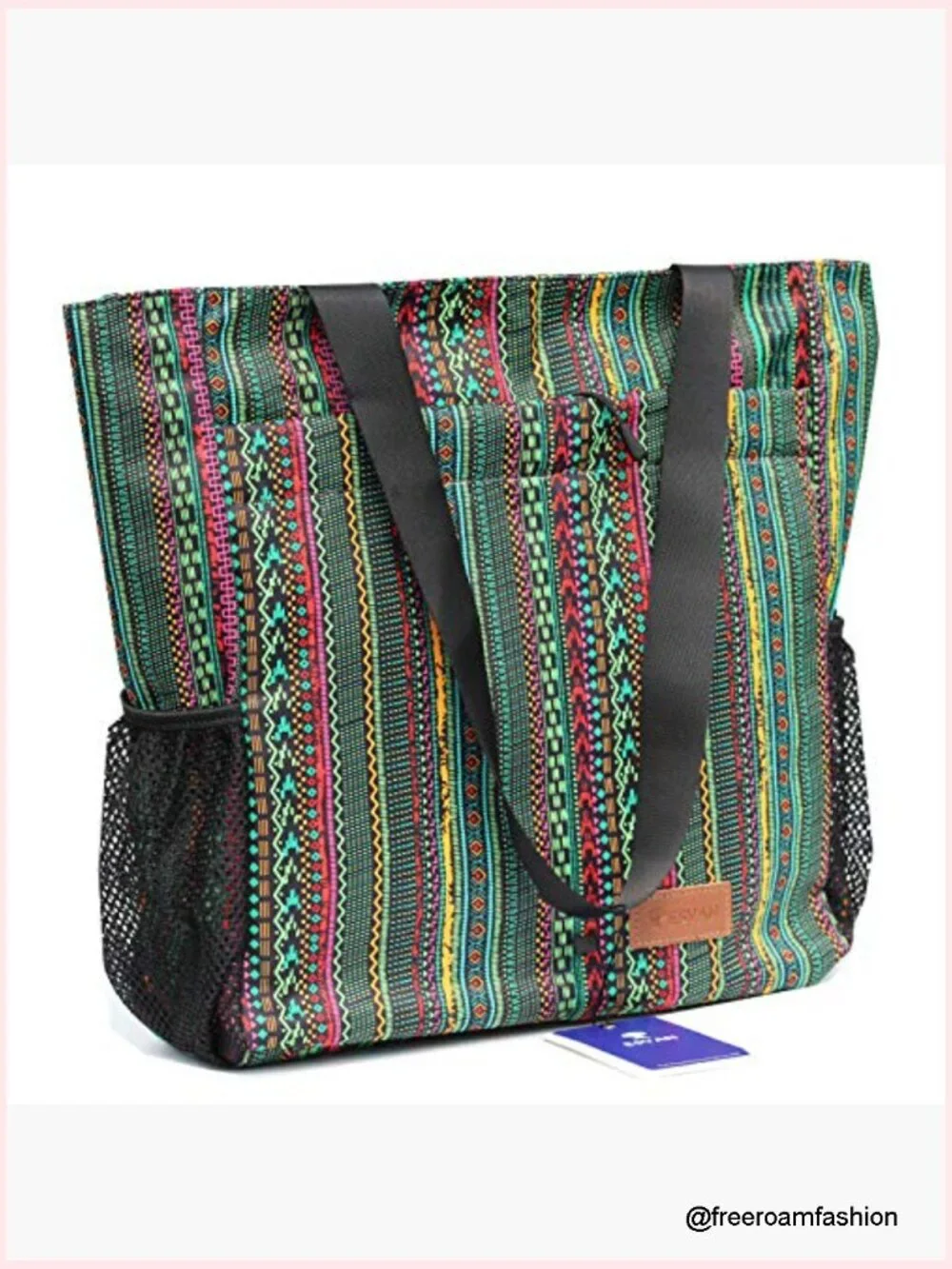Large Floral Tote Bag with Multi Pockets for Travel Gym Beach